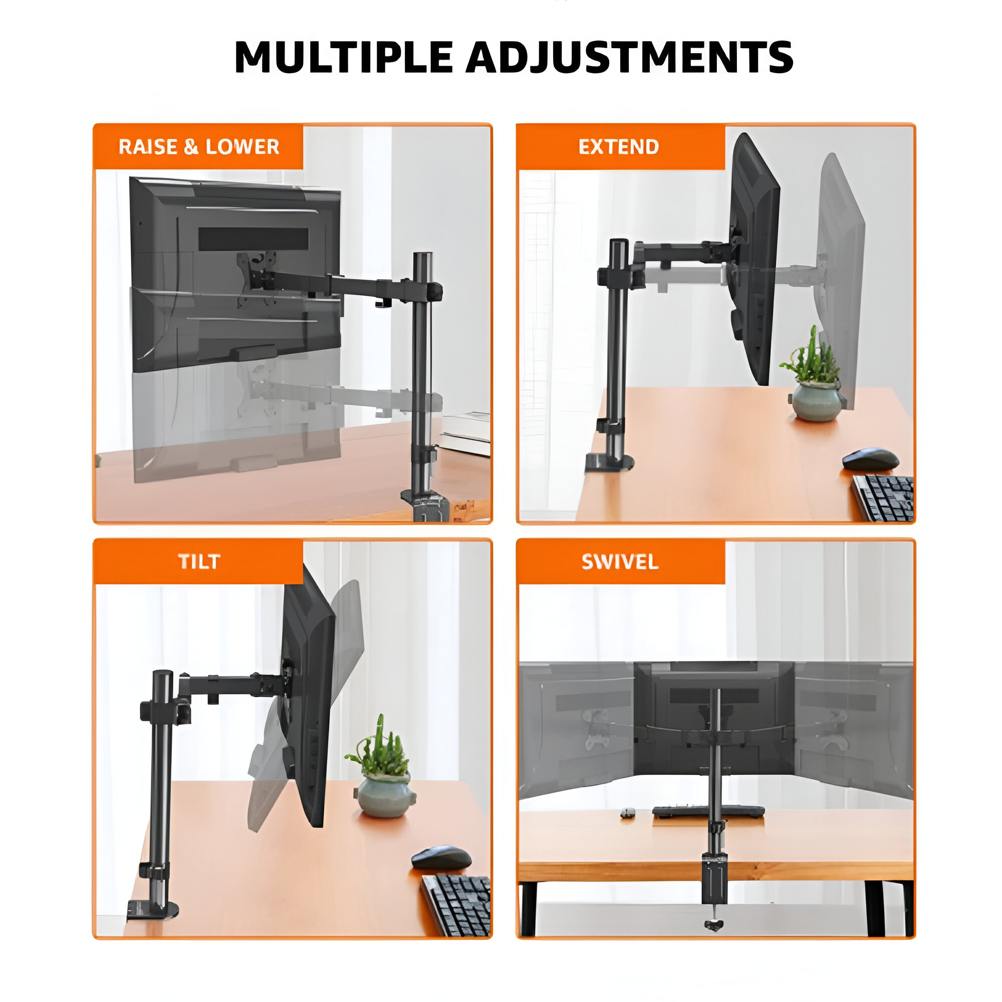 LED Monitor Mount Stand For 1 LED With Table Clamp 15 Inch Height view 4